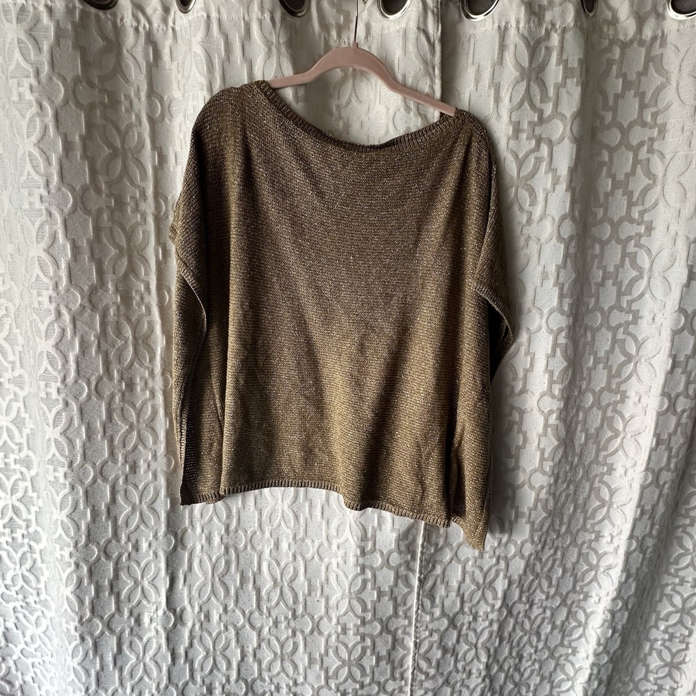 Lauren Ralph Lauren Gold Shimmer Metallic Sweater Size Large